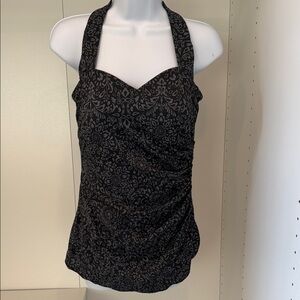 Lands' End Black Floral One Piece